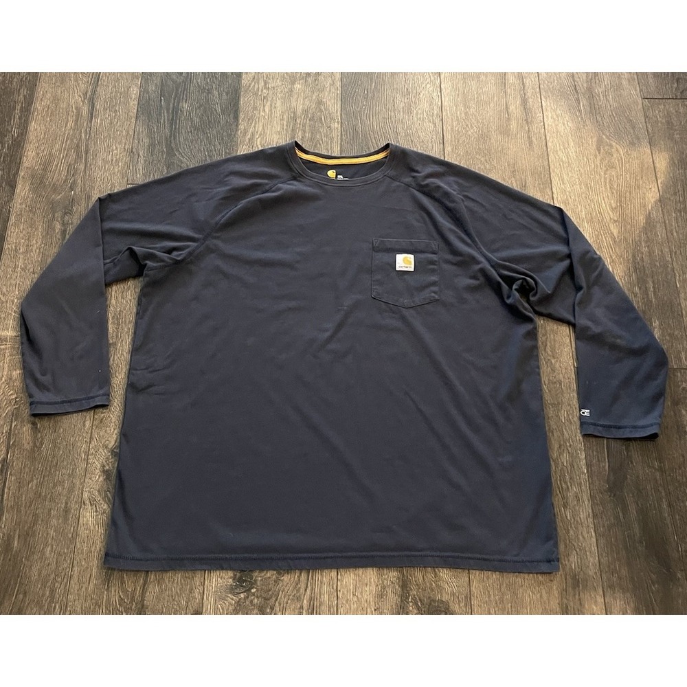 Carhartt Shirt Mens 2XL Blue Long Sleeve Tee Heavyweight Workwear Relaxed Fit